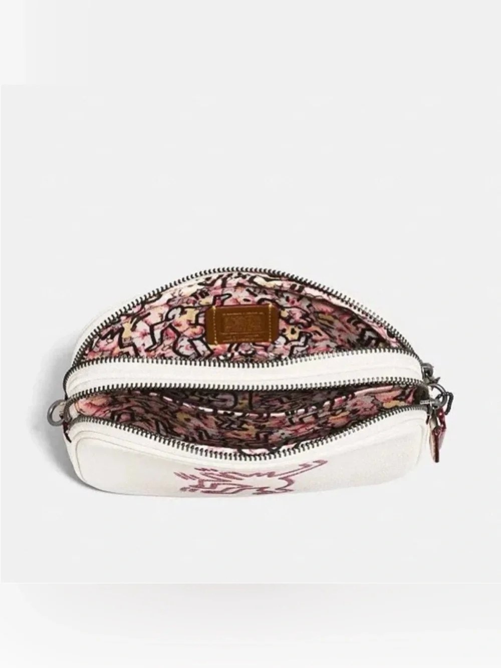 Coach x Keith Haring Sadie Crossbody Clutch Pink Glitter Dancing Man 28684